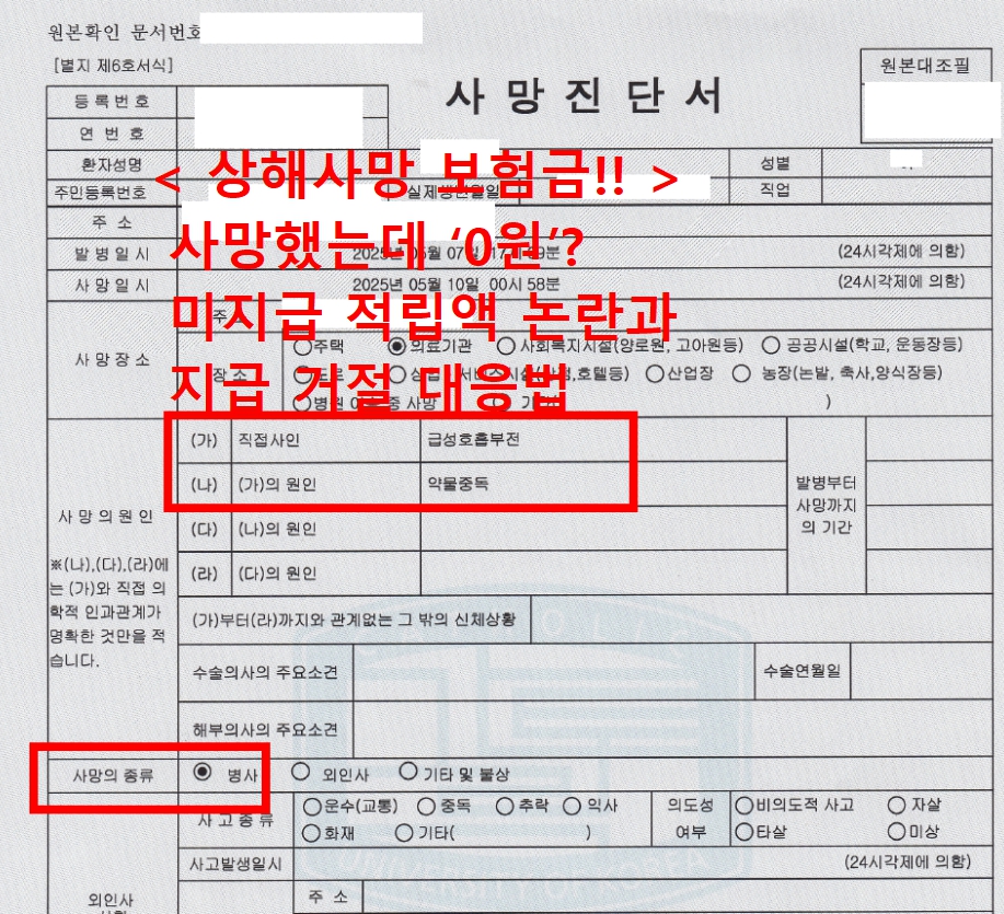 상해사망보험금, 사망했는데 ‘0원’? 미지급 적립액 논란과 지급 거절 대응법